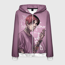 Толстовка 3D на молнии мужская Lil Peep, цвет: 3D-белый