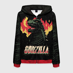 Толстовка 3D на молнии мужская Flame Godzilla, цвет: 3D-красный