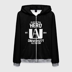 Толстовка 3D на молнии мужская My Hero Academia белый лого, цвет: 3D-меланж