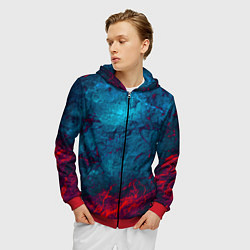 Толстовка 3D на молнии мужская Blue and Red abstract, цвет: 3D-красный — фото 2