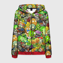Толстовка 3D на молнии мужская PLANTS VS ZOMBIES, цвет: 3D-красный