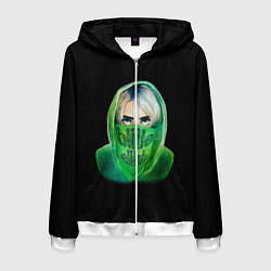 Толстовка 3D на молнии мужская Billie Eilish: Green Acid, цвет: 3D-белый