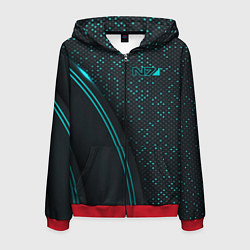 Толстовка 3D на молнии мужская Mass Effect N7, цвет: 3D-красный