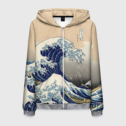 Мужская толстовка на молнии Kanagawa Wave Art