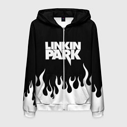 Толстовка 3D на молнии мужская Linkin Park: Black Flame, цвет: 3D-белый