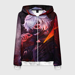 Толстовка 3D на молнии мужская Токийский Гуль, цвет: 3D-белый