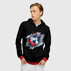 Толстовка 3D на молнии мужская Мяч, цвет: 3D-красный — фото 2