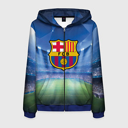 Толстовка 3D на молнии мужская FC Barcelona, цвет: 3D-синий
