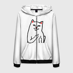 Толстовка 3D на молнии мужская Meme Cat, цвет: 3D-черный