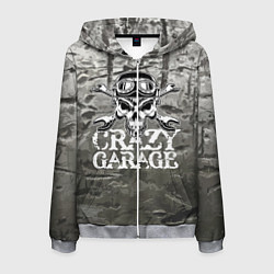 Толстовка 3D на молнии мужская Crazy garage, цвет: 3D-меланж
