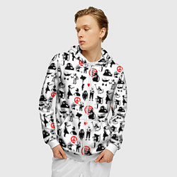 Толстовка 3D на молнии мужская Banksy, цвет: 3D-белый — фото 2