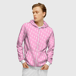 Толстовка 3D на молнии мужская LiL PEEP Pattern, цвет: 3D-белый — фото 2