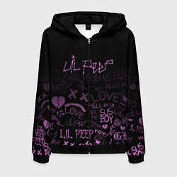 Толстовка 3D на молнии мужская LIL PEEP, цвет: 3D-черный