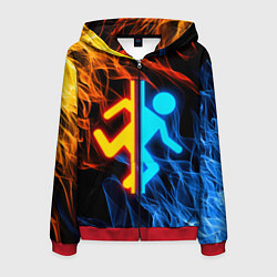 Толстовка 3D на молнии мужская PORTAL, цвет: 3D-красный