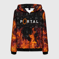 Толстовка 3D на молнии мужская PORTAL, цвет: 3D-черный