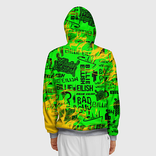 Мужская толстовка на молнии BILLIE EILISH / 3D-Меланж – фото 4