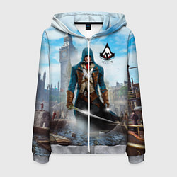 Толстовка 3D на молнии мужская Assasin's creed, цвет: 3D-меланж