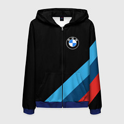 Толстовка 3D на молнии мужская BMW, цвет: 3D-синий