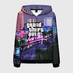 Толстовка 3D на молнии мужская Grand Theft Auto Vice City, цвет: 3D-черный