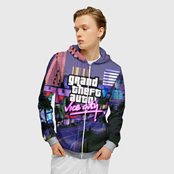Толстовка 3D на молнии мужская Grand Theft Auto Vice City, цвет: 3D-меланж — фото 2