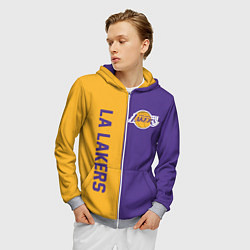 Толстовка 3D на молнии мужская LA LAKERS, цвет: 3D-меланж — фото 2