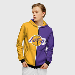 Толстовка 3D на молнии мужская LA LAKERS, цвет: 3D-черный — фото 2