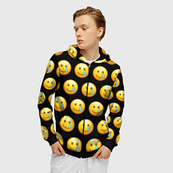 Толстовка 3D на молнии мужская New Emoji, цвет: 3D-черный — фото 2