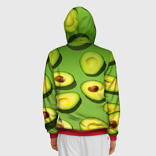 Мужская толстовка на молнии АВАКАДО ПАТТЕРН / 3D-Красный – фото 4