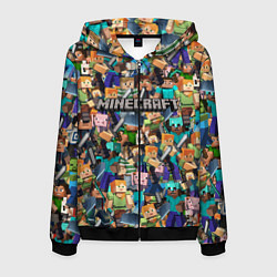 Толстовка 3D на молнии мужская MINECRAFT ПЕРСОНАЖИ, цвет: 3D-черный