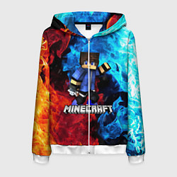 Толстовка 3D на молнии мужская Minecraft Майнкрафт, цвет: 3D-белый