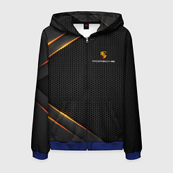 Толстовка 3D на молнии мужская PORSCHE, цвет: 3D-синий