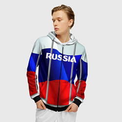 Толстовка 3D на молнии мужская Россия, цвет: 3D-черный — фото 2