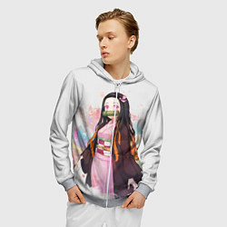 Толстовка 3D на молнии мужская KIMETSU NO YAIBA, цвет: 3D-меланж — фото 2