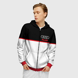 Толстовка 3D на молнии мужская AUDI SPORT, цвет: 3D-красный — фото 2
