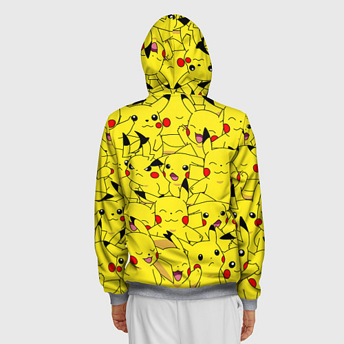 Мужская толстовка на молнии ПИКАЧУ / 3D-Меланж – фото 4