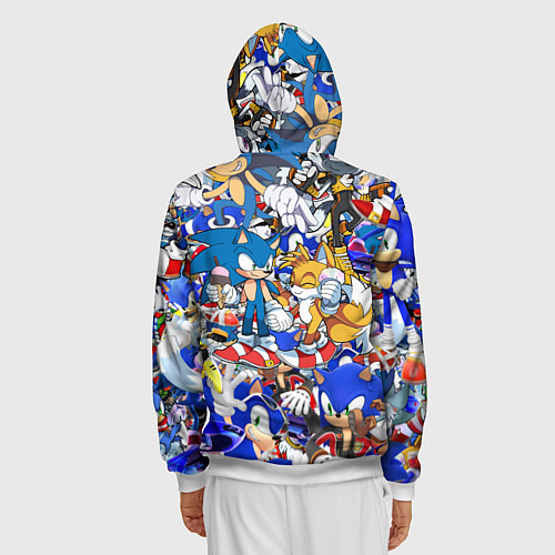 Мужская толстовка на молнии SONIC PATTERN / 3D-Белый – фото 4