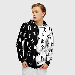 Толстовка 3D на молнии мужская РУНЫ, цвет: 3D-черный — фото 2