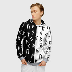Толстовка 3D на молнии мужская РУНЫ, цвет: 3D-меланж — фото 2