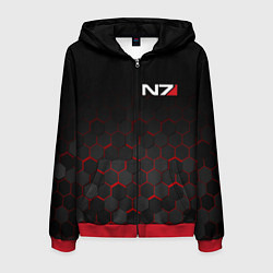 Толстовка 3D на молнии мужская MASS EFFECT N7, цвет: 3D-красный