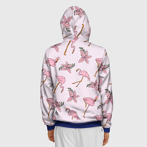 Мужская толстовка на молнии Розовый фламинго / 3D-Синий – фото 4