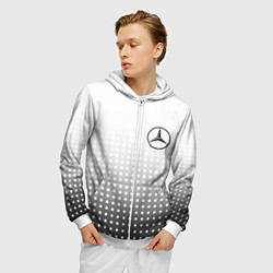 Толстовка 3D на молнии мужская Mercedes-Benz, цвет: 3D-белый — фото 2