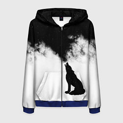 Толстовка 3D на молнии мужская Galaxy wolf, цвет: 3D-синий