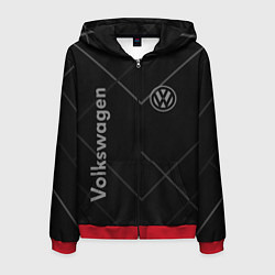 Толстовка 3D на молнии мужская VOLKSWAGEN, цвет: 3D-красный