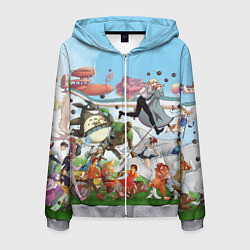 Толстовка 3D на молнии мужская Studio Ghibli, цвет: 3D-меланж