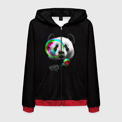 Толстовка 3D на молнии мужская Панда и мыльный пузырь, цвет: 3D-красный