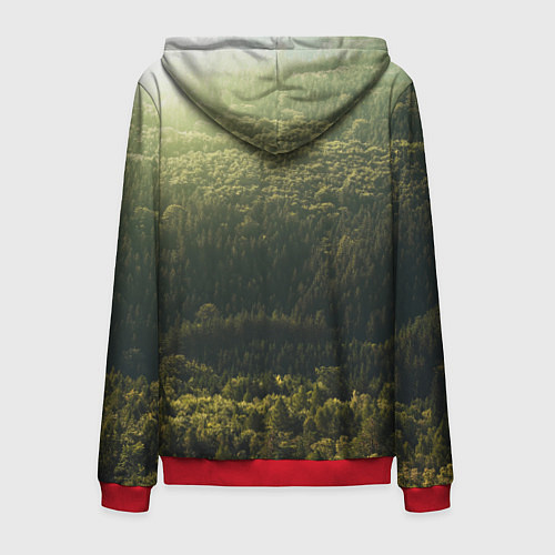 Мужская толстовка на молнии Летний лес / 3D-Красный – фото 2