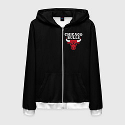 Толстовка 3D на молнии мужская CHICAGO BULLS, цвет: 3D-белый