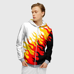 Толстовка 3D на молнии мужская ОГОНЬ, цвет: 3D-меланж — фото 2