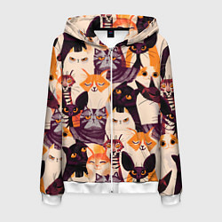 Толстовка 3D на молнии мужская КОТИКИ, цвет: 3D-белый