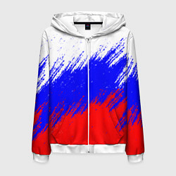 Толстовка 3D на молнии мужская Россия, цвет: 3D-белый